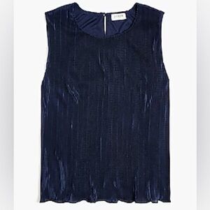 NWT J.Crew Factory Women's Blue Plisse Sleeveless Shell Blouse